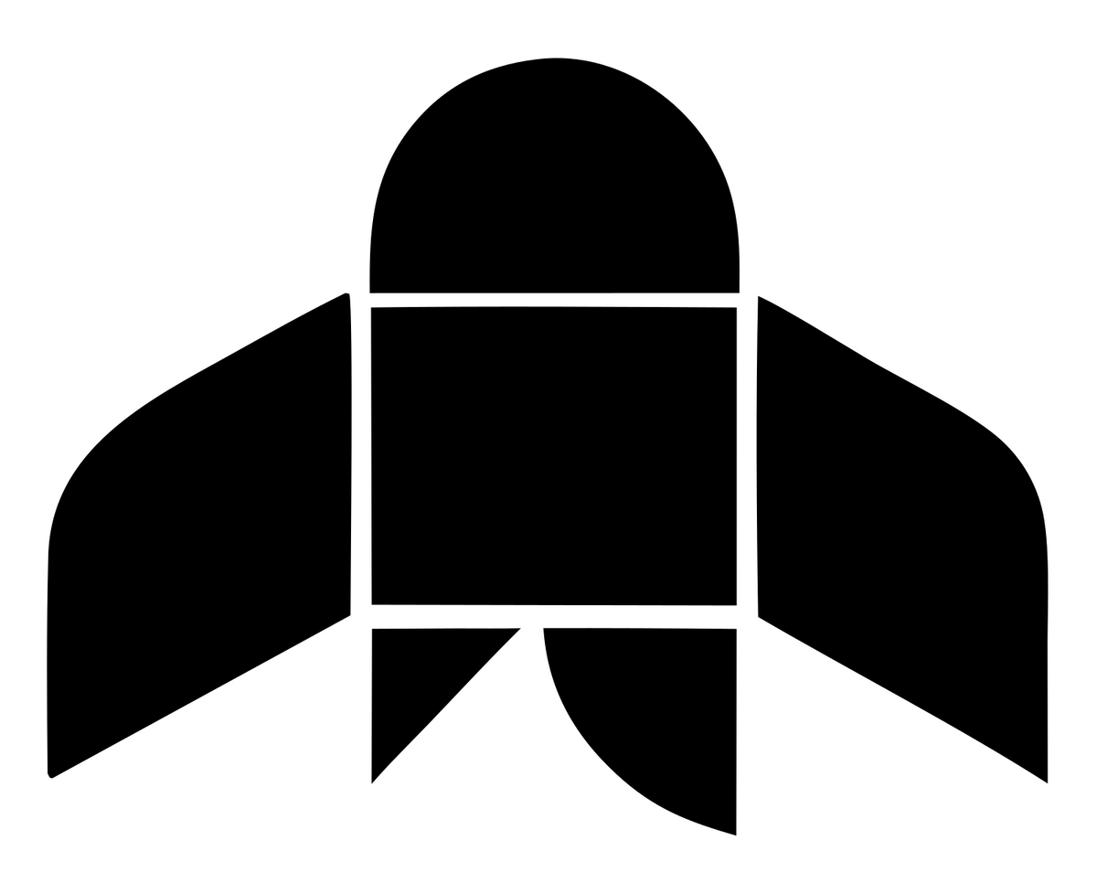 Brutalist Segmented Panel Rocket Launch Icon #ffffff/#000000