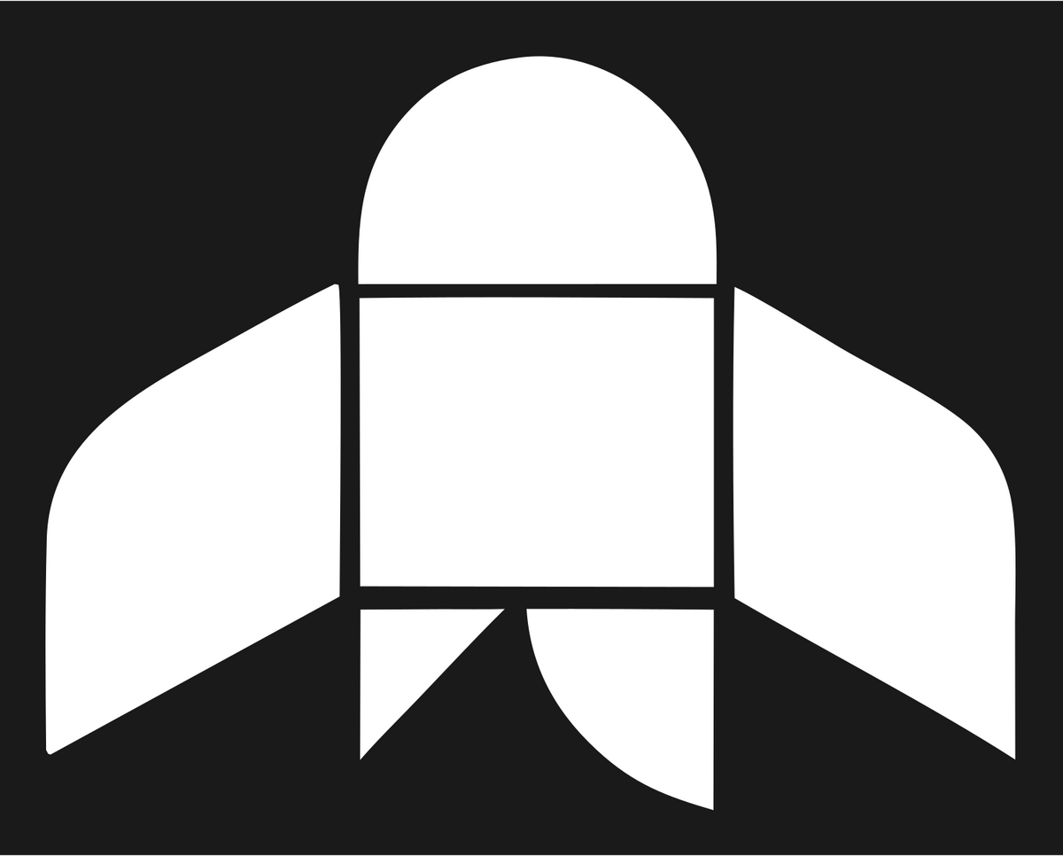 Brutalist Segmented Panel Rocket Launch Icon #1a1a1a/#ffffff