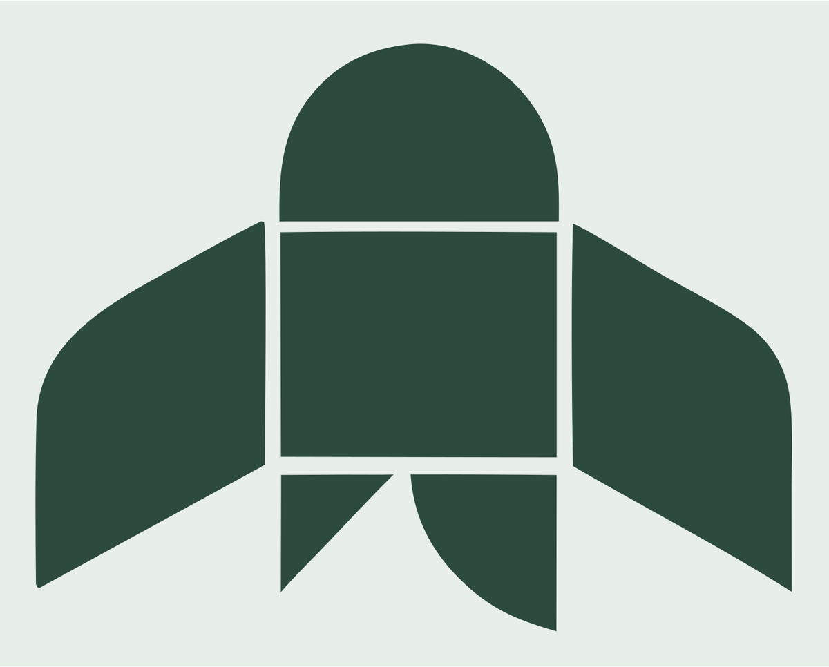 Brutalist Segmented Panel Rocket Launch Icon #e8efe9/#2d4a3e