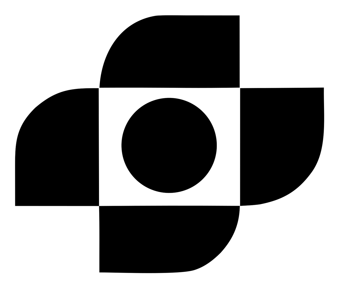 Brutalist Four-Petal Circle Center Mark #ffffff/#000000