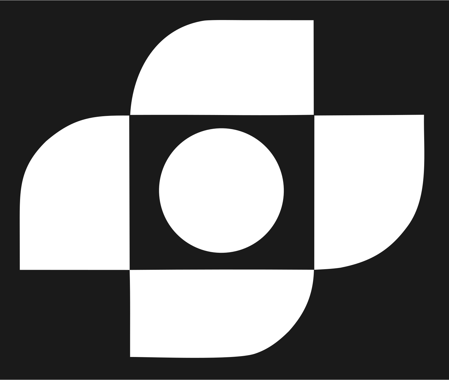 Brutalist Four-Petal Circle Center Mark #1a1a1a/#ffffff