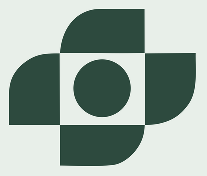 Brutalist Four-Petal Circle Center Mark #e8efe9/#2d4a3e