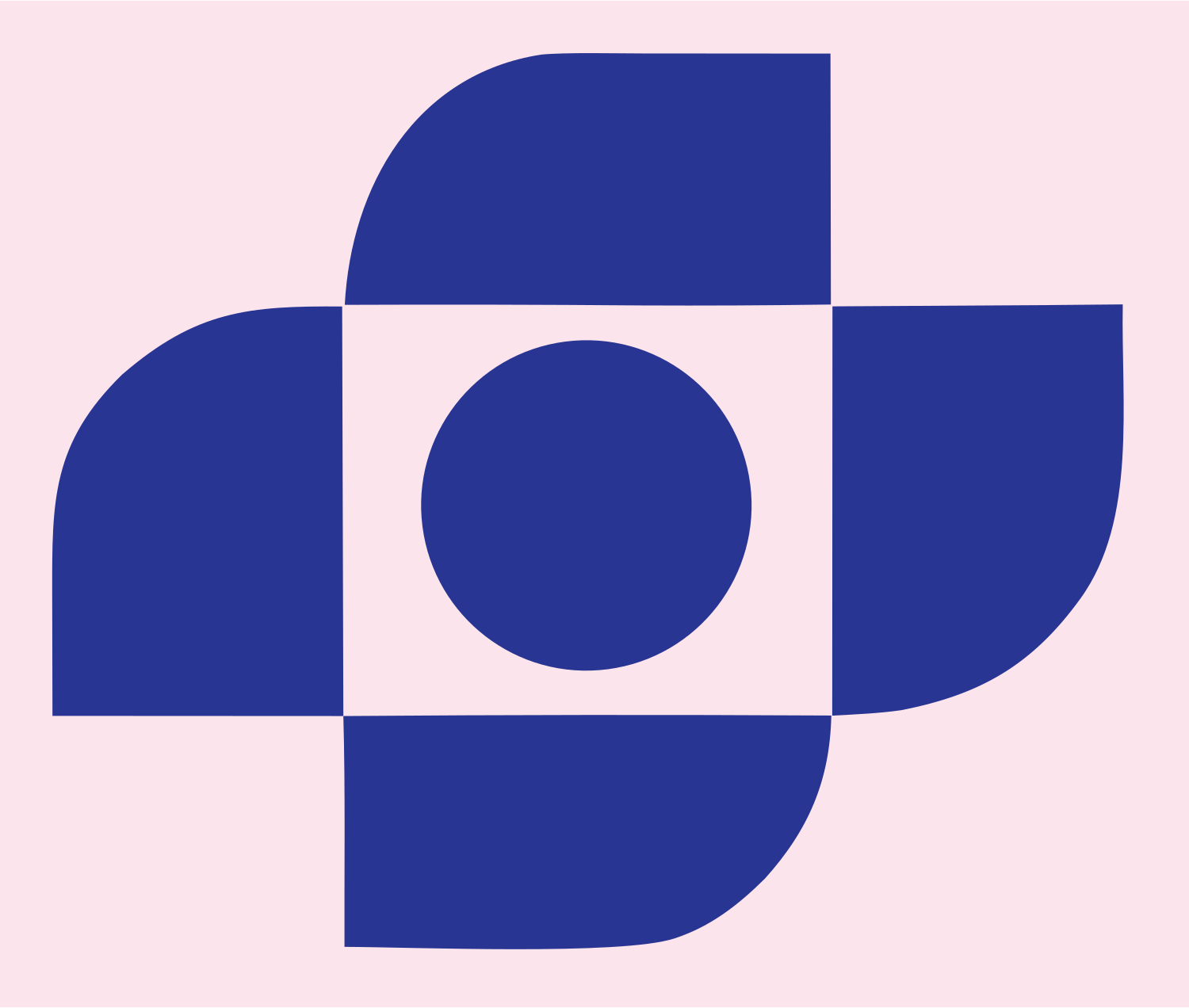 Brutalist Four-Petal Circle Center Mark #fce4ec/#283593