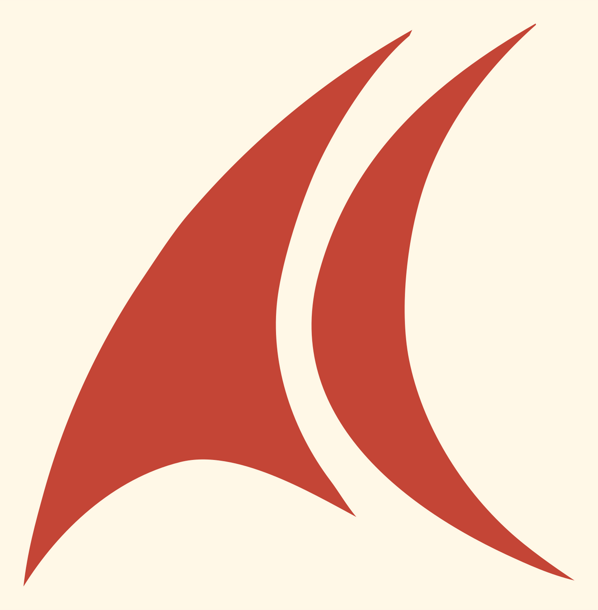 Fluid Curved Twin Sails Sailing Mark #fff8e7/#c44536