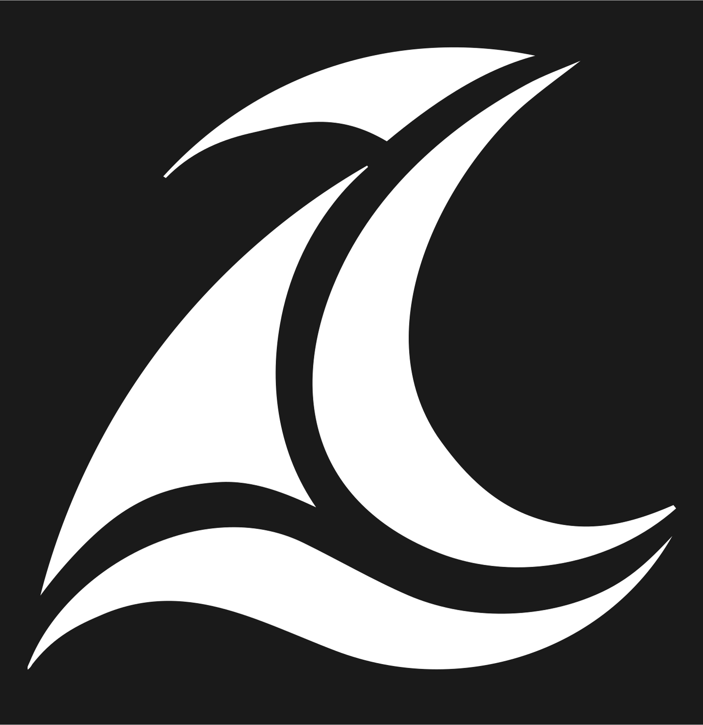 Sweeping Crescent Sail Wind Crest #1a1a1a/#ffffff