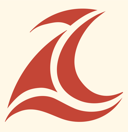 Sweeping Crescent Sail Wind Crest #fff8e7/#c44536