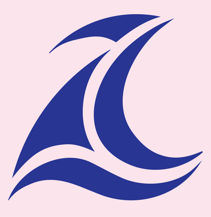 Sweeping Crescent Sail Wind Crest #fce4ec/#283593