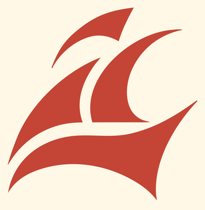 Tall Ship Hand-Drawn Badge #fff8e7/#c44536