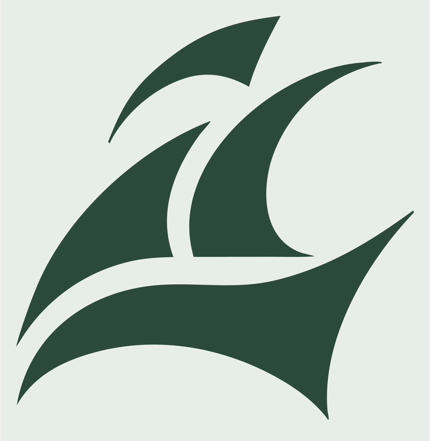 Tall Ship Hand-Drawn Badge #e8efe9/#2d4a3e