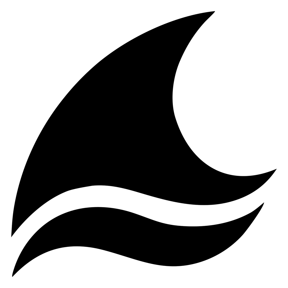 Fluid Flame Wave Sail Ship Icon #ffffff/#000000