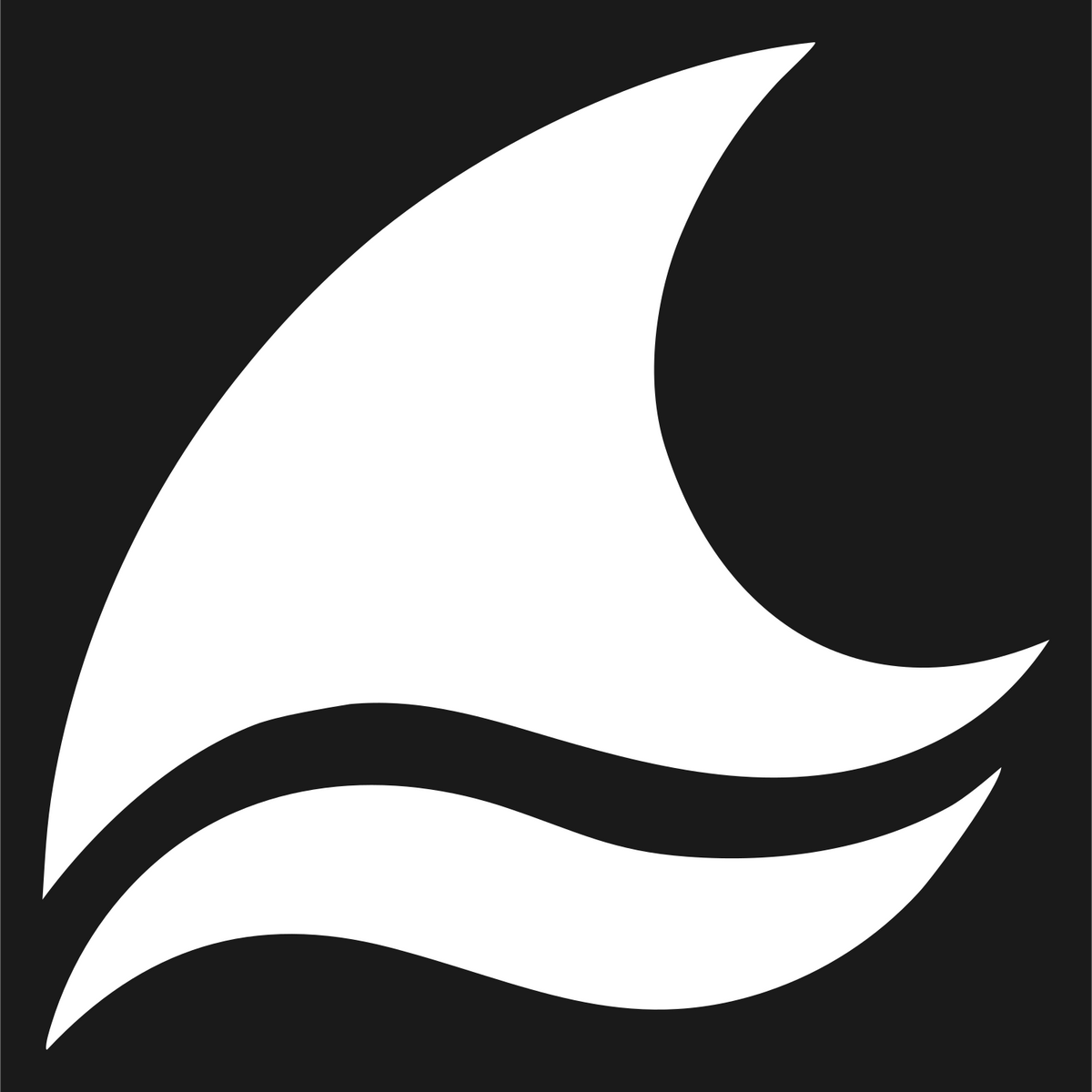 Fluid Flame Wave Sail Ship Icon #1a1a1a/#ffffff