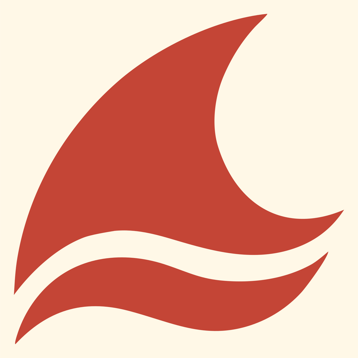 Fluid Flame Wave Sail Ship Icon #fff8e7/#c44536
