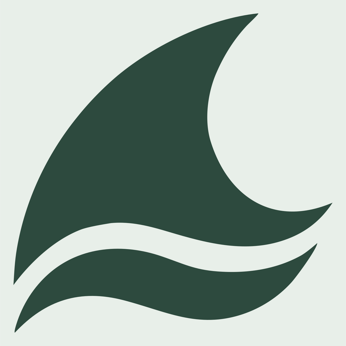 Fluid Flame Wave Sail Ship Icon #e8efe9/#2d4a3e