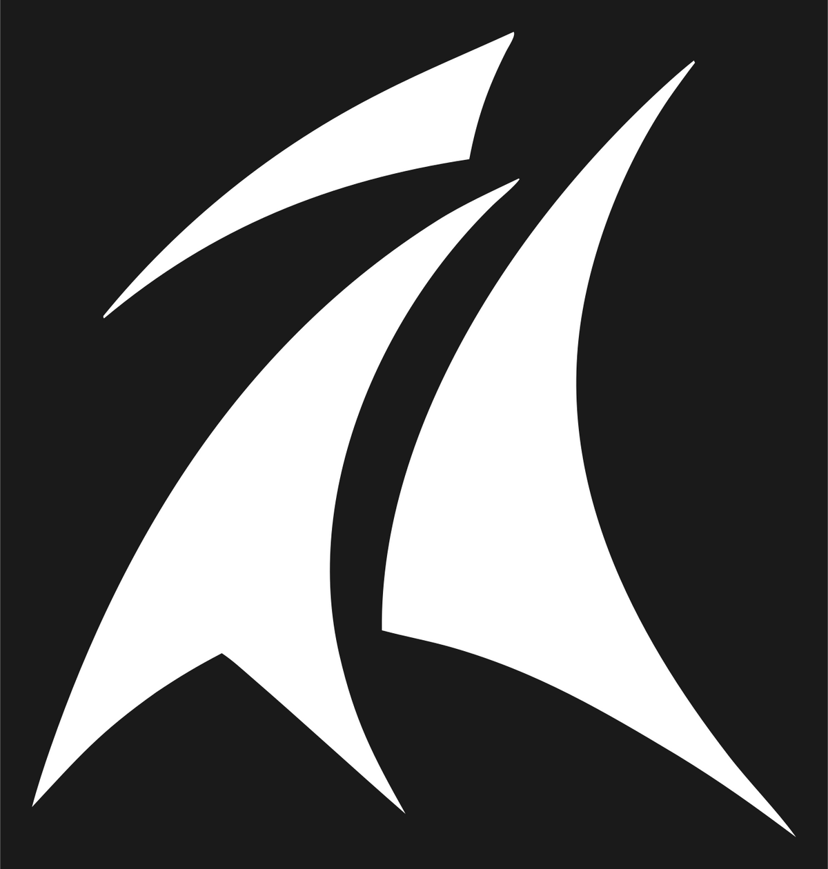 Sketch Style Layered Sail Schooner Emblem #1a1a1a/#ffffff