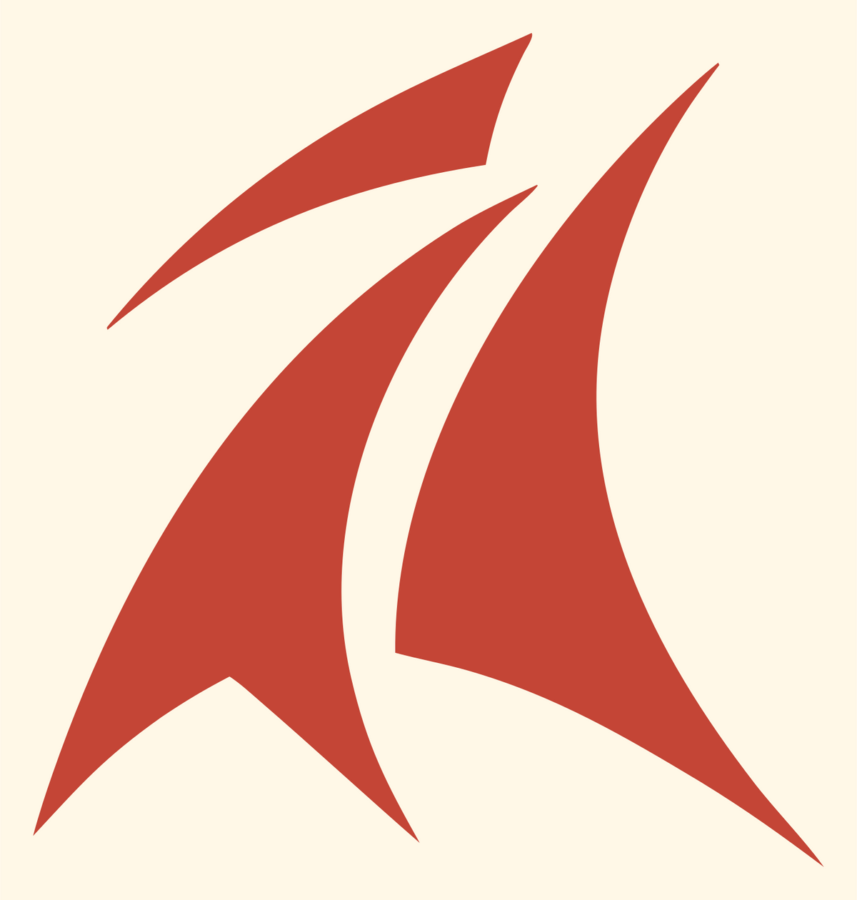 Sketch Style Layered Sail Schooner Emblem #fff8e7/#c44536