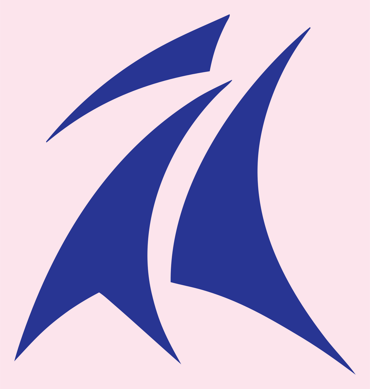 Sketch Style Layered Sail Schooner Emblem #fce4ec/#283593