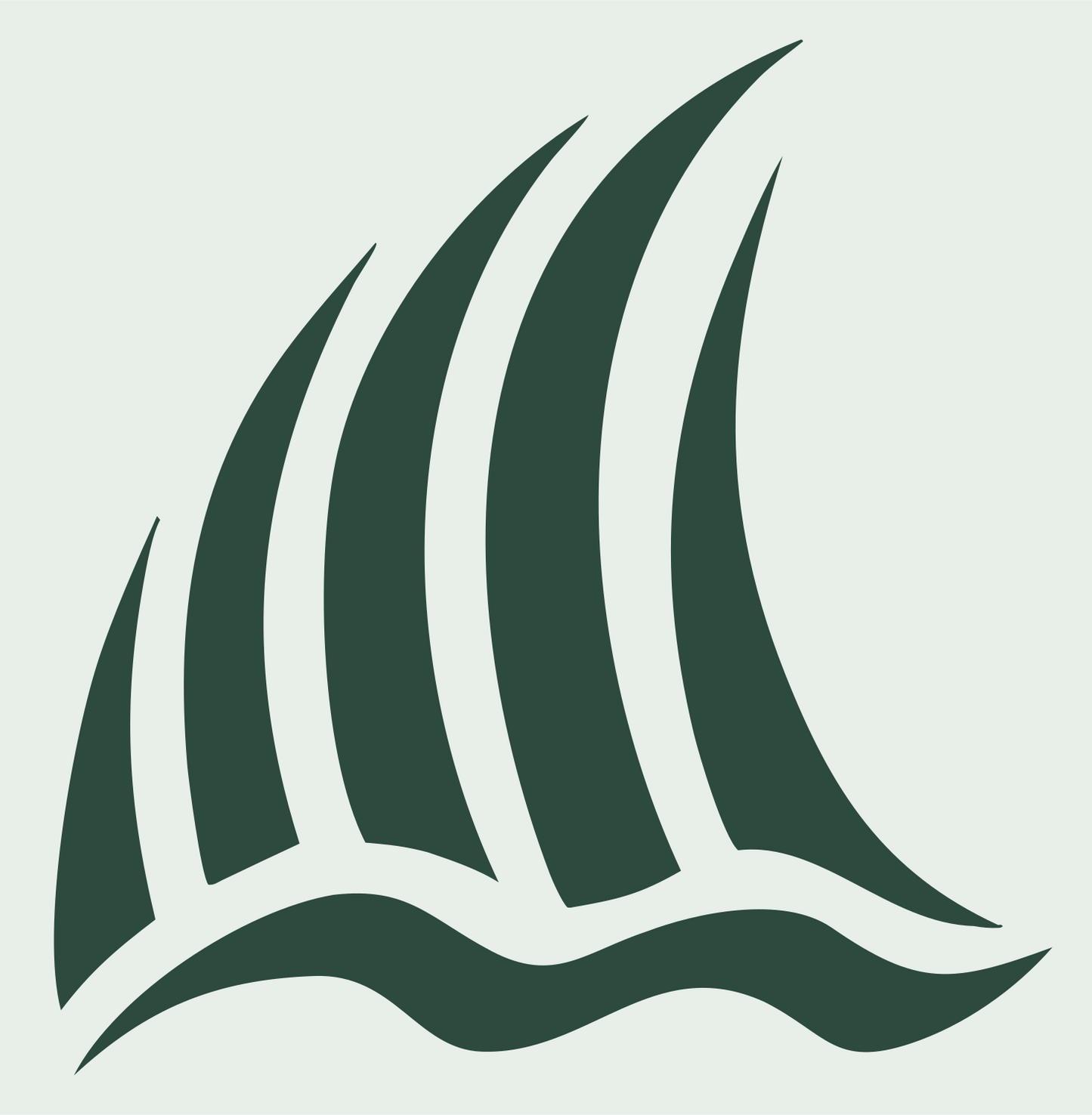 Hand-Drawn Striped Tall Ship Sailing Logo #e8efe9/#2d4a3e