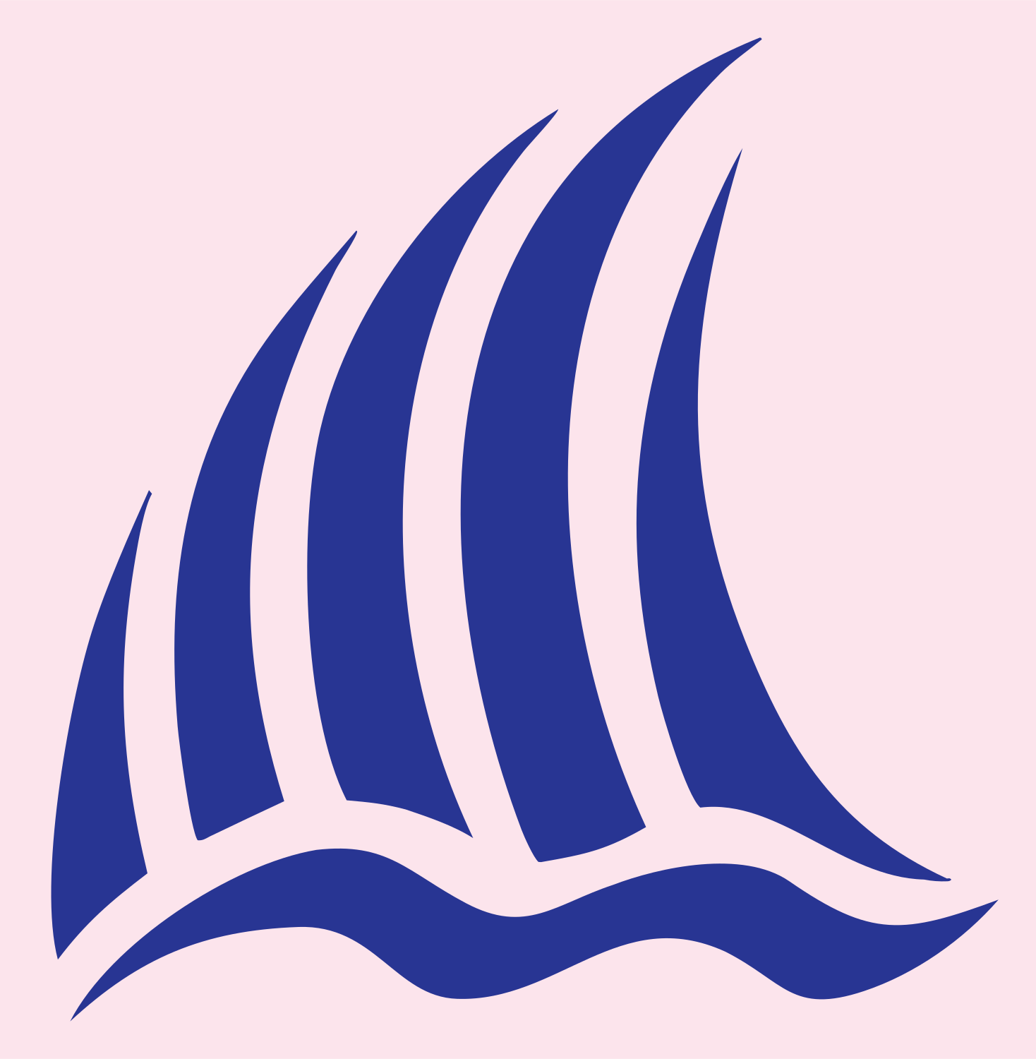 Hand-Drawn Striped Tall Ship Sailing Logo #fce4ec/#283593