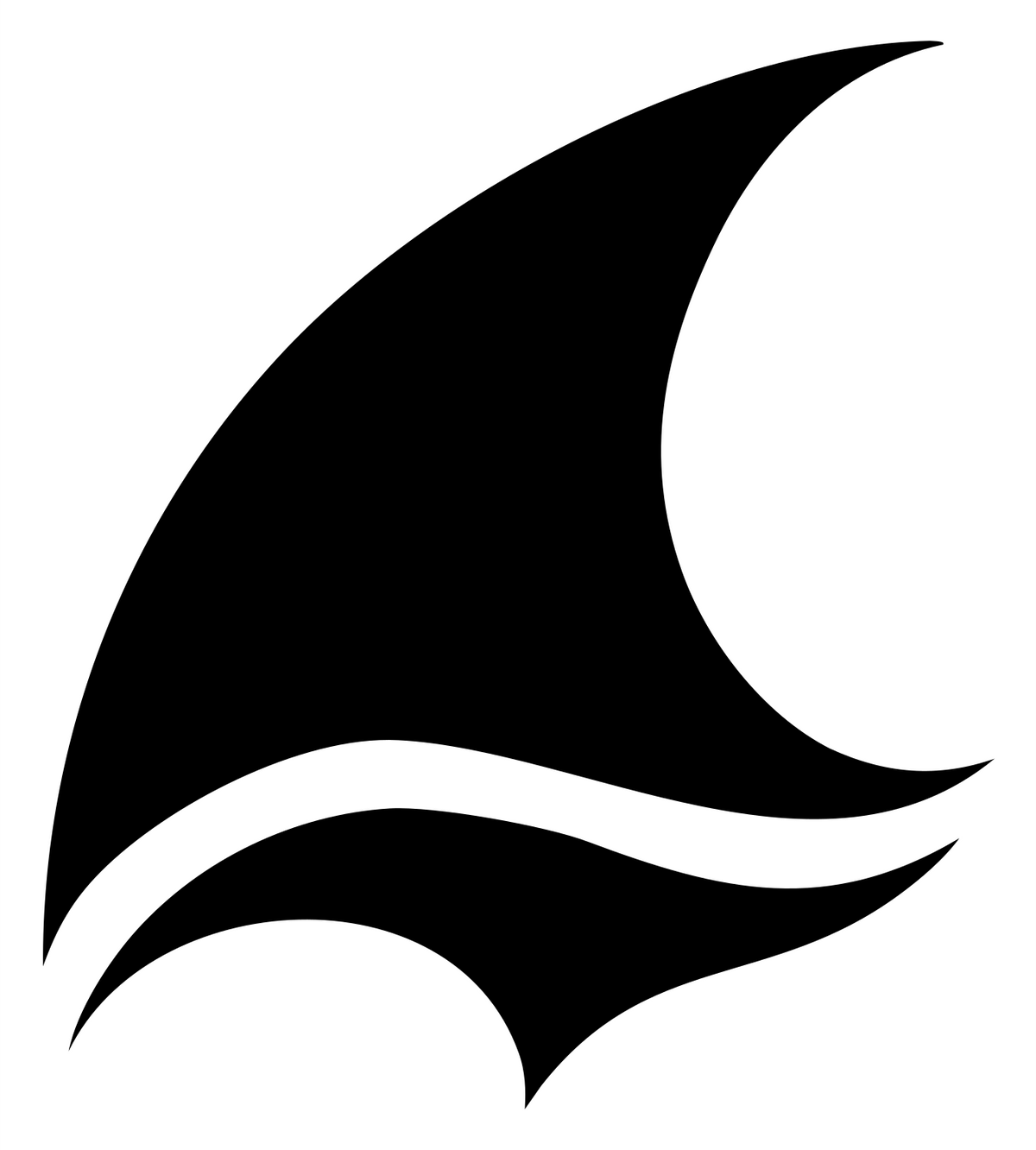 Bold Curved Shark Fin Sail Wave Logo #ffffff/#000000