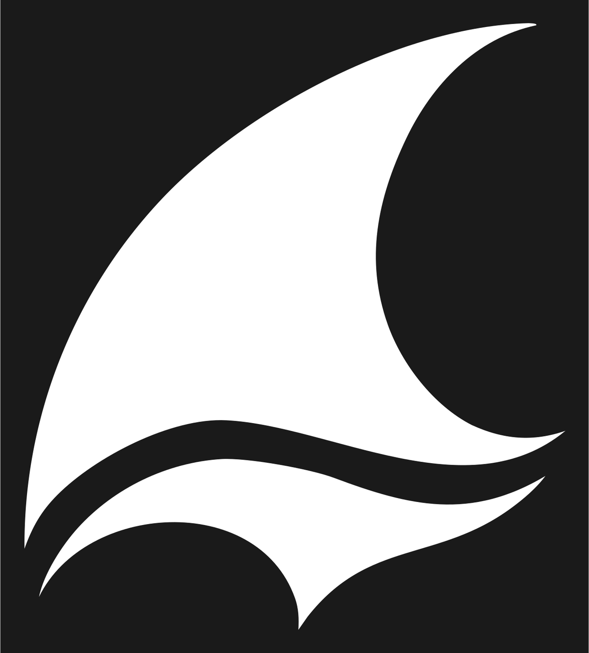 Bold Curved Shark Fin Sail Wave Logo #1a1a1a/#ffffff