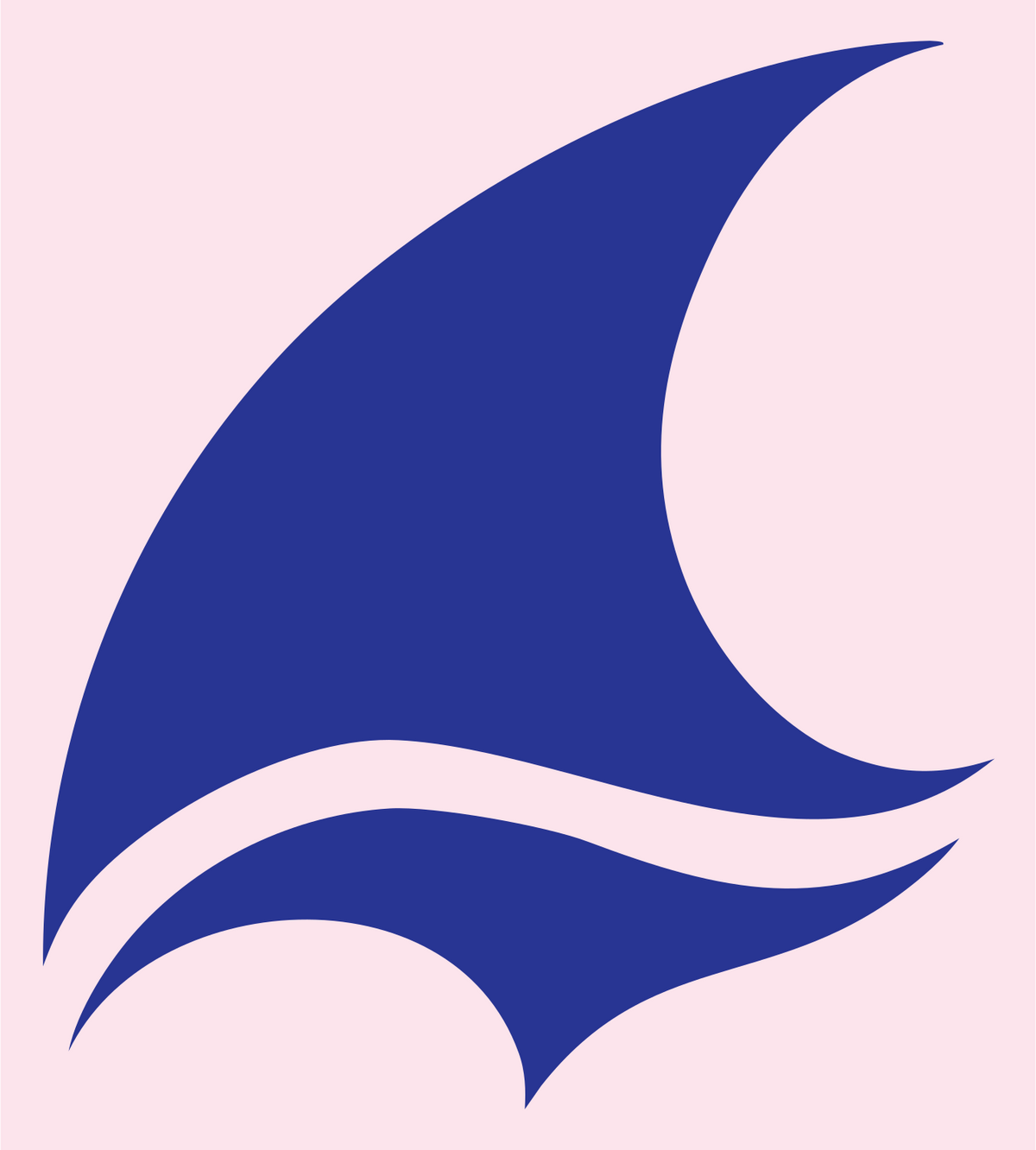 Bold Curved Shark Fin Sail Wave Logo #fce4ec/#283593