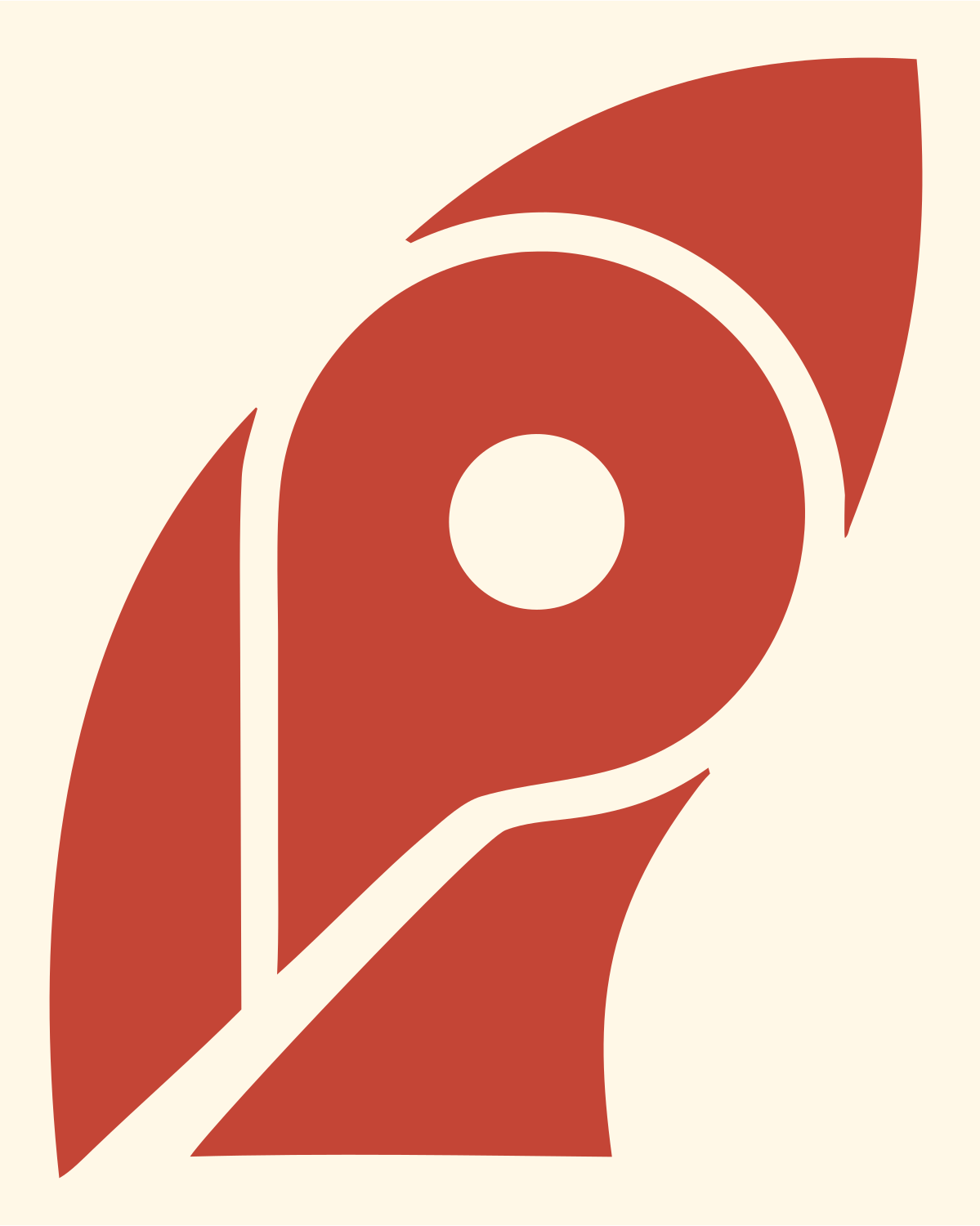 Layered Overlap Rocket Nose Cone Emblem #fff8e7/#c44536