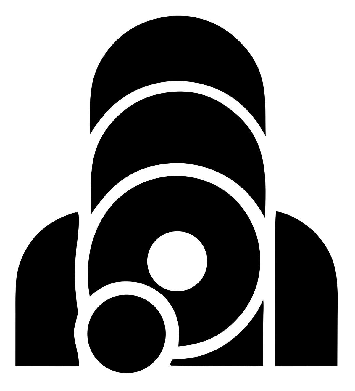 Stacked Rings Rocket Booster Icon #ffffff/#000000