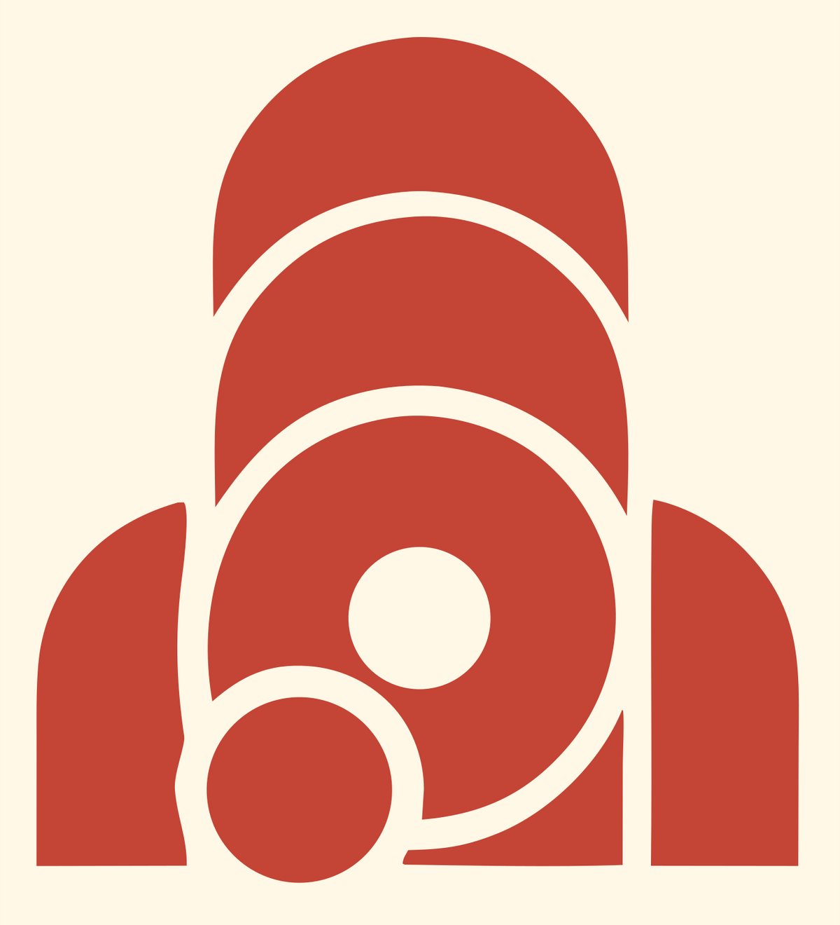 Stacked Rings Rocket Booster Icon #fff8e7/#c44536