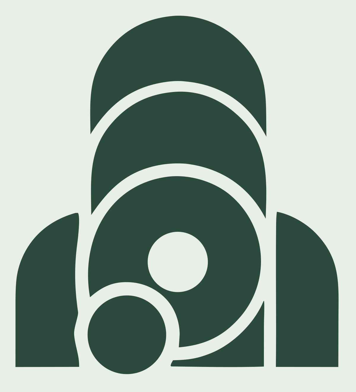 Stacked Rings Rocket Booster Icon #e8efe9/#2d4a3e
