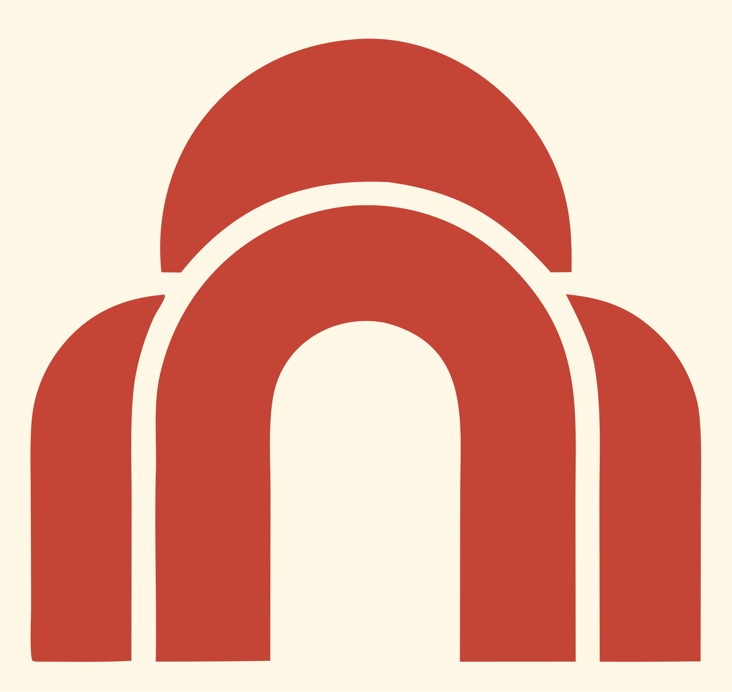 Layered Arch Dome Gateway Portal Mark #fff8e7/#c44536