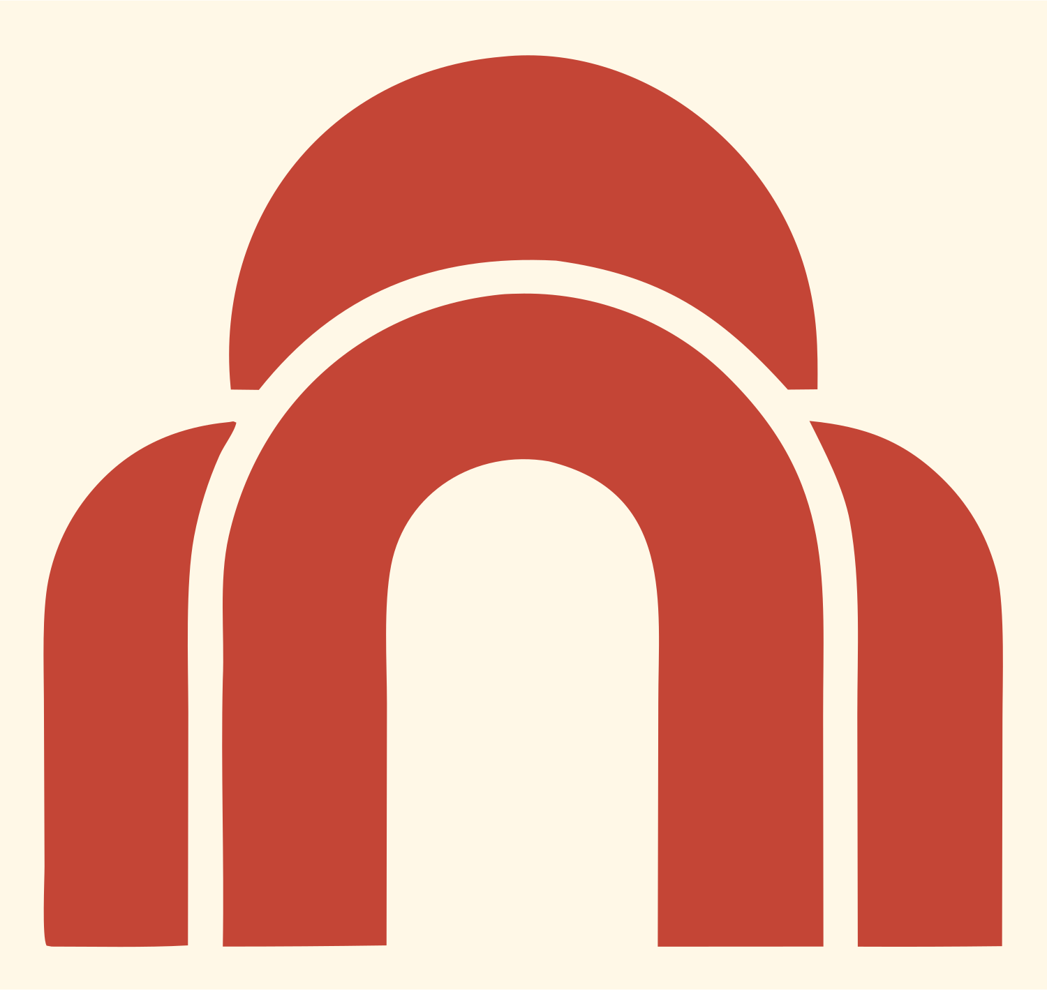 Layered Arch Dome Gateway Portal Mark #fff8e7/#c44536