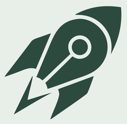 Bold Silhouette Rocket Porthole Launch Icon #e8efe9/#2d4a3e
