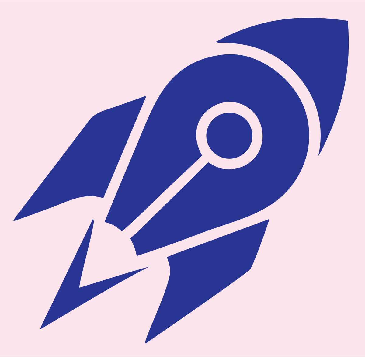Bold Silhouette Rocket Porthole Launch Icon #fce4ec/#283593