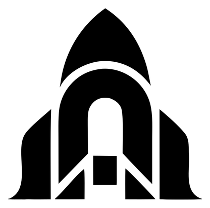Layered Overlap Rocket Fuselage Arch Badge