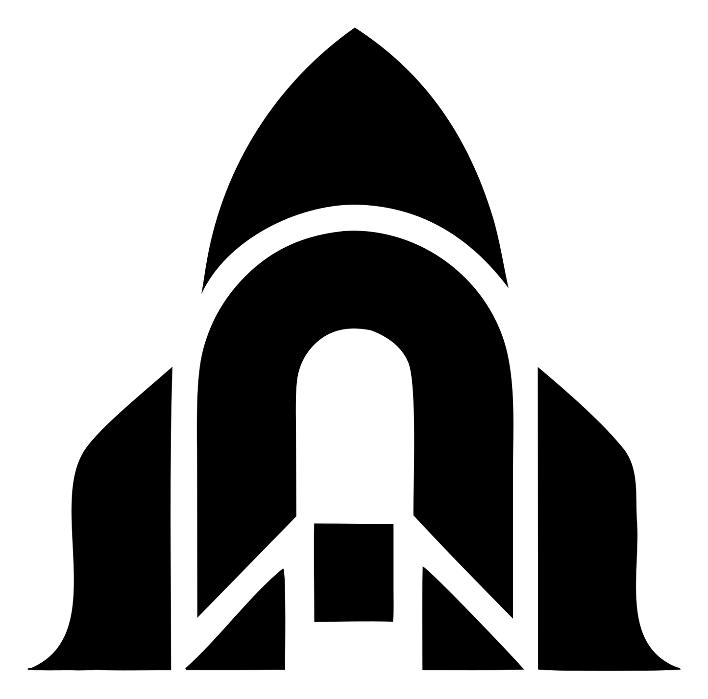 Layered Overlap Rocket Fuselage Arch Badge #ffffff/#000000