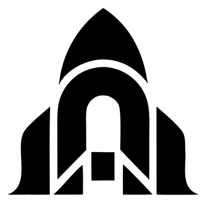 Layered Overlap Rocket Fuselage Arch Badge #ffffff/#000000