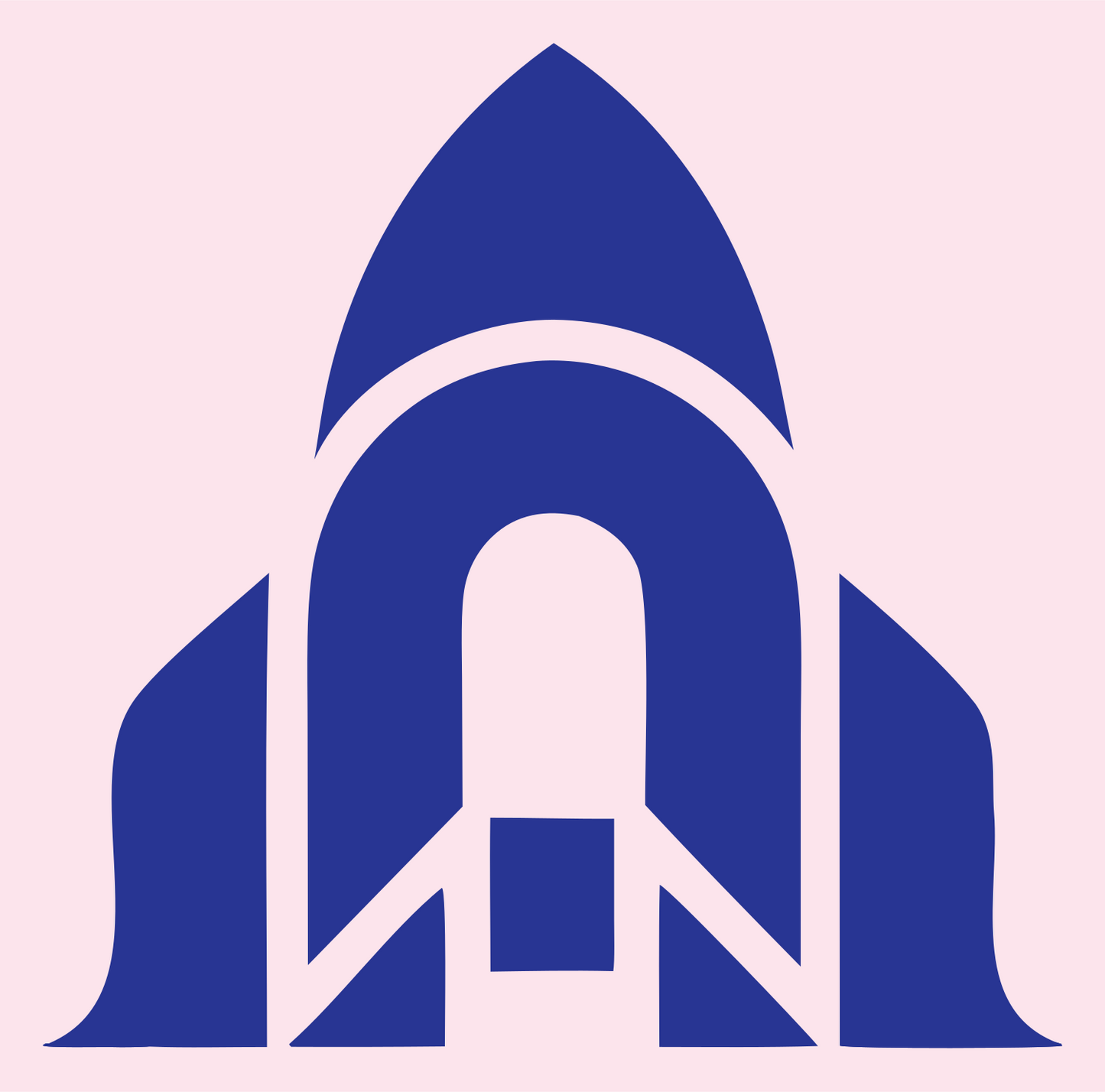 Layered Overlap Rocket Fuselage Arch Badge #fce4ec/#283593