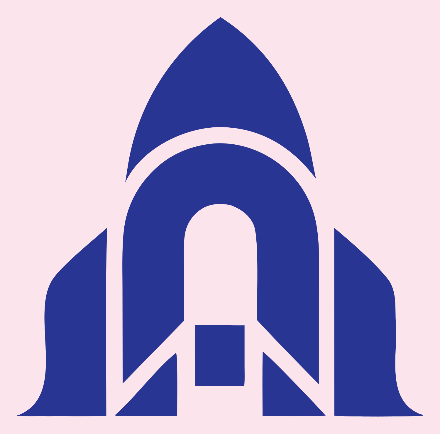 Layered Overlap Rocket Fuselage Arch Badge #fce4ec/#283593
