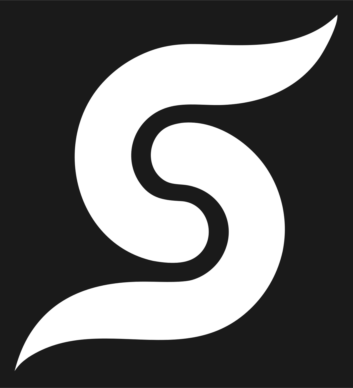 Fluid Swirl Letter S Rocket Mark #1a1a1a/#ffffff