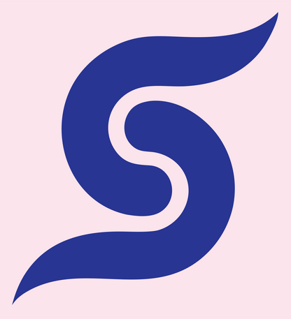 Fluid Swirl Letter S Rocket Mark #fce4ec/#283593