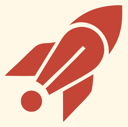 Layered Overlap Rocket Diagonal Streak Crest #fff8e7/#c44536