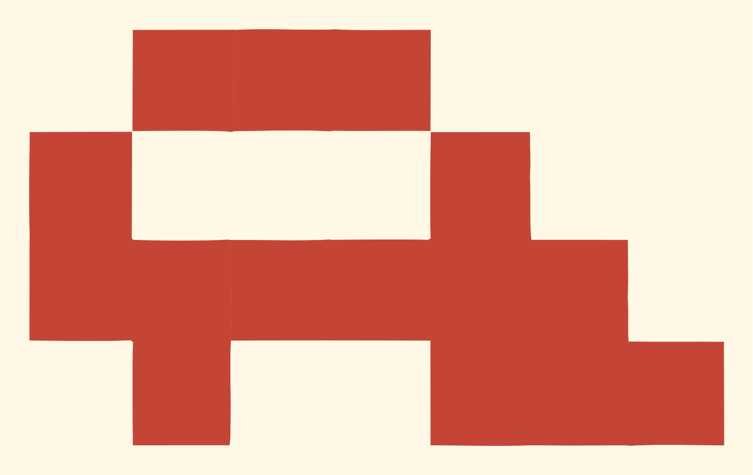 8-Bit Pixel Side View Train Mark #fff8e7/#c44536