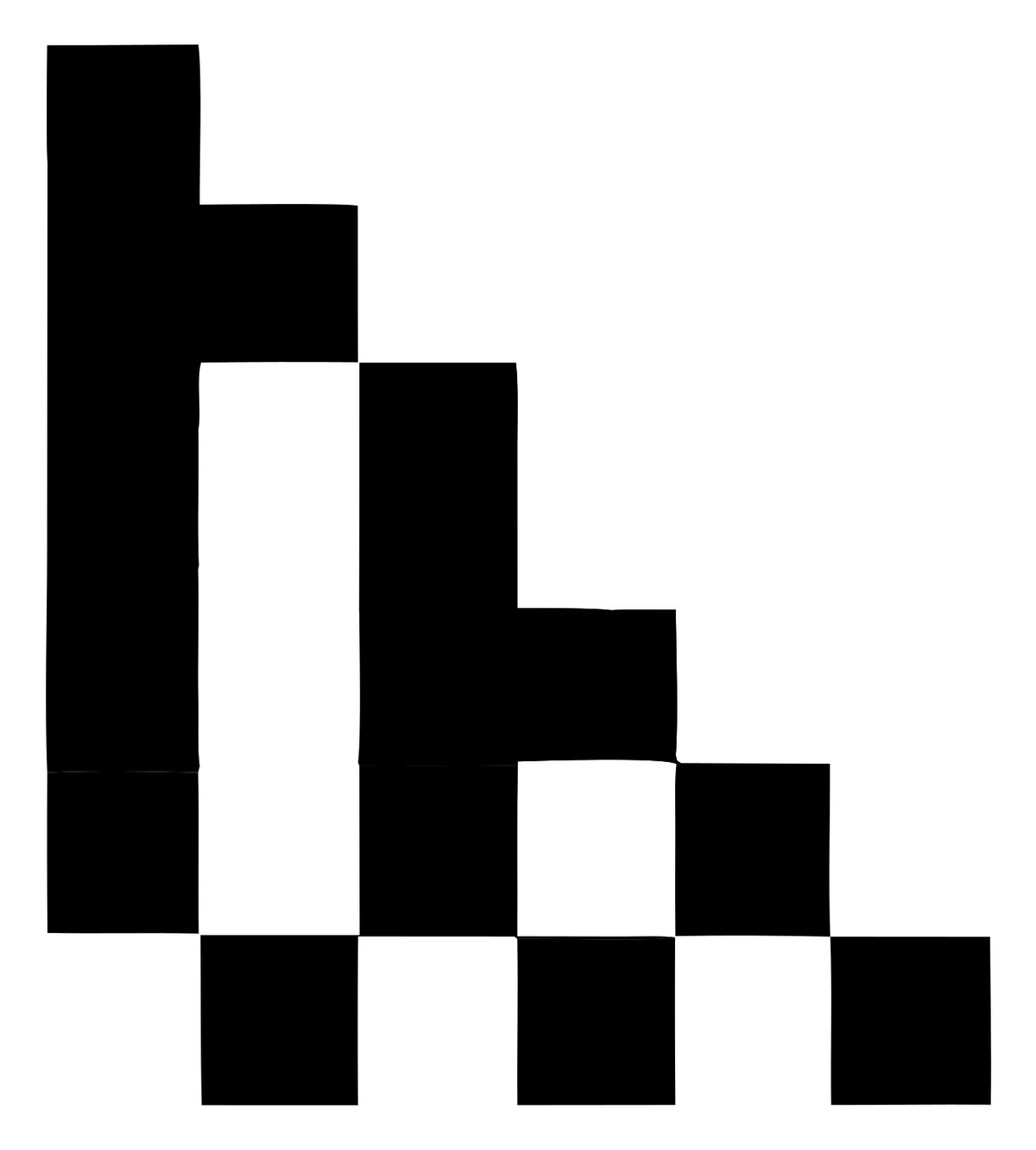 Pixel Staircase Descending Bar Chart Train Badge #ffffff/#000000