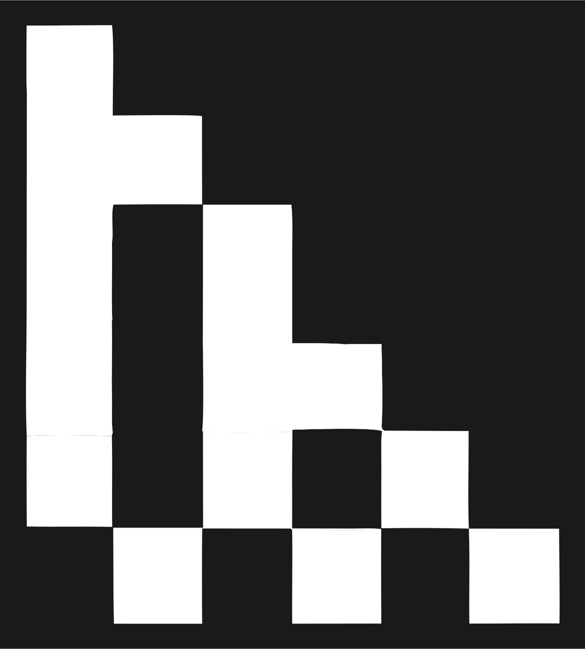 Pixel Staircase Descending Bar Chart Train Badge #1a1a1a/#ffffff