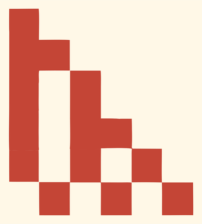 Pixel Staircase Descending Bar Chart Train Badge #fff8e7/#c44536