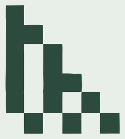 Pixel Staircase Descending Bar Chart Train Badge #e8efe9/#2d4a3e