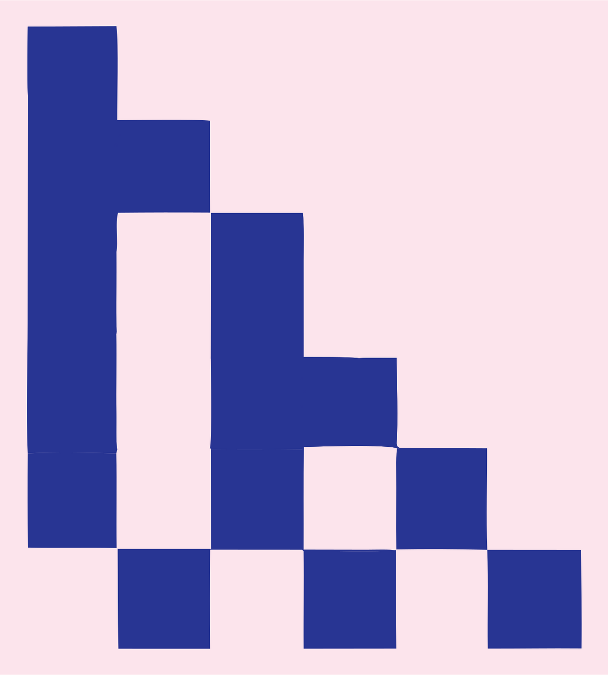 Pixel Staircase Descending Bar Chart Train Badge #fce4ec/#283593