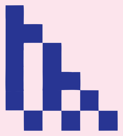 Pixel Staircase Descending Bar Chart Train Badge #fce4ec/#283593