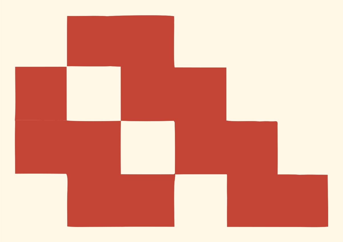 Pixel Block Mosaic Locomotive Emblem #fff8e7/#c44536