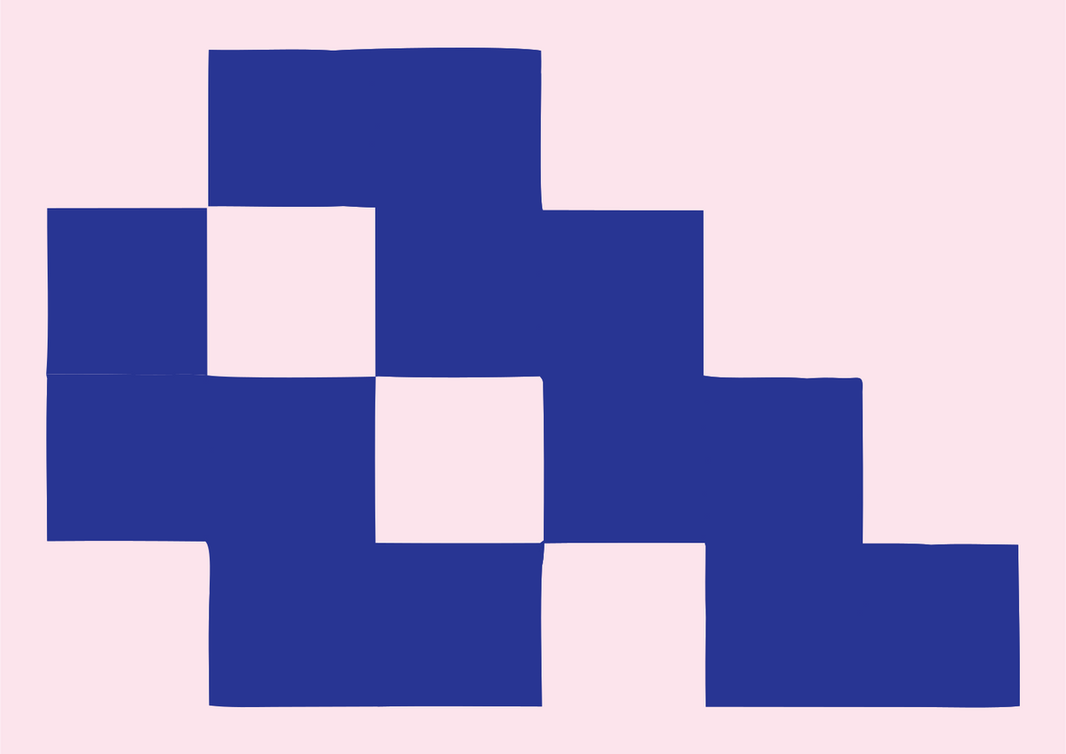Pixel Block Mosaic Locomotive Emblem #fce4ec/#283593